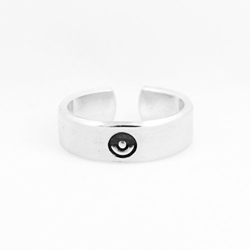 Pokeball Ring - Pokemon - Video Game Jewelry - Adjustable Aluminum Cuff Ring