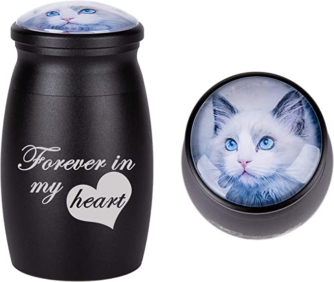 Bivei Personalized Small Urn for Human Ashes Custom Photo&Message Memorial Keepsake Waterproof Decorative Cremation Urns Mini Ashes Holder with Forever in My Heart