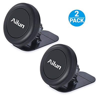 Car Phone Mount,by Ailun,[2Pack] Stick-on Dashboard Magnetic Car Mount Holder,for iPhone 7/6/6s Plus,Samsung Galaxy S7/S7 Edge,S6/S6 Edge  Galaxy Note 5 and ALL Other Smartphones[Black]