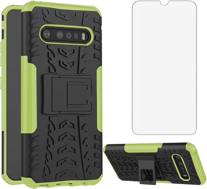 Asuwish Phone Case for LG V60 ThinQ V60ThinQ 5G G9 Thin Q with Tempered Glass Screen Protector and Slim Stand Hybrid Heavy Duty Rugged Protective Cell Cover LGV60 V 60 60ThinQ 60V Women Men Green