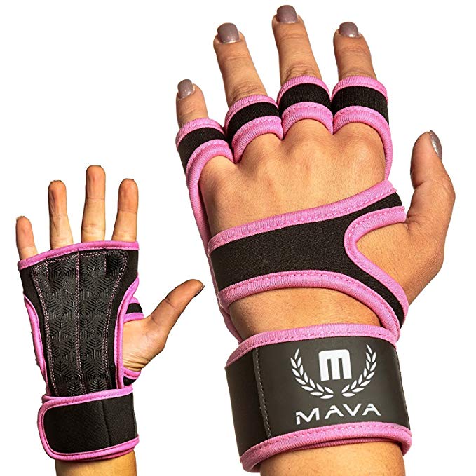 Mava Sports Cross Training Gloves Wrist Support Fitness, WOD, Weightlifting, Gym Workout & Powerlifting - Silicone Padding, no Calluses - Men & Women, Strong Grip