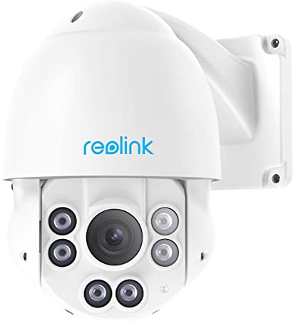 Reolink PTZ Camera Outdoor 5MP Super HD Work with Google Assistant, PoE IP Security Monitor IR Night Vision Pan Tilt 4X Optical Zoom Motion Detection Video Surveillance Dome RLC-423