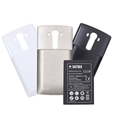 IBESTWIN LG G4 Extended Battery, 6000mah 3.85V Li-ion Phone Battery for LG G4/BL-51YF/H818 with 3 Back Covers