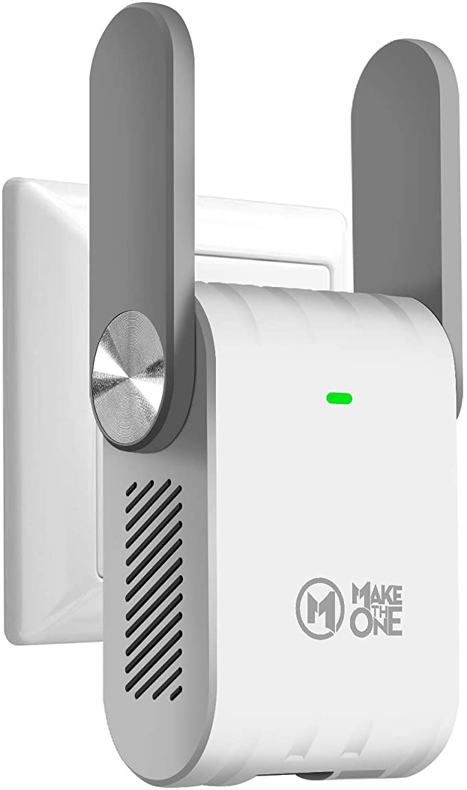 MakeTheOne WiFi Range Extender with Dual Amplifier Antennas, 300mbps 2.4GHz Internet Signal Booster for Home Easy Set-Up Wireless WiFi Repeater Coverage Up to 3000 sq.ft and 30 Devices
