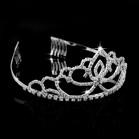 MSmask Elegant Wedding Pageant Bridal Crown Headband Tiara Charming Rhinestone Headpiece