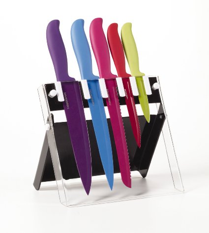 Farberware 6-Piece Classic Color Series Non-Stick Resin Knife Set with Stand