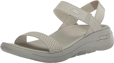 Skechers Women's Ankle Strap Sandal, Natural, 10