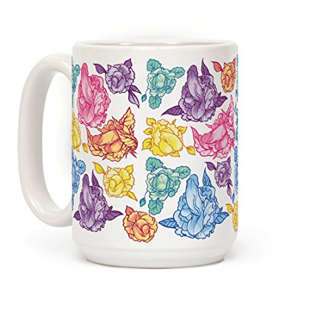 Rainbow Floral Penis Pattern 15 OZ Coffee Mug by LookHUMAN