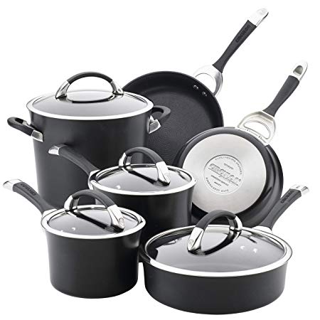 Circulon 87526 10-Piece Hard Anodized Aluminum Cookware Set, Black