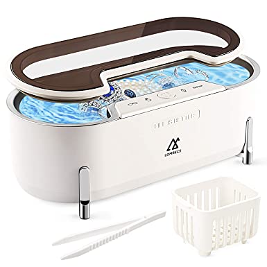 Professional Ultrasonic Cleaner Machine, Programmable 4 Deep Cleaning Modes for Eyeglasses, Jewelry, Watches and Other, IPX5 Waterproof, Detachable Lid SUS Tank, Basket/Holder Tweezers Included