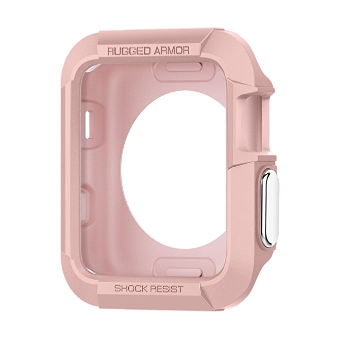 Spigen Rugged Armor Apple Watch Case 38mm with Resilient Shock Absorption for 38mm Apple Watch Series 3/Series 2/1/Original (2015)/Nike  Sport Edition - Rose Gold