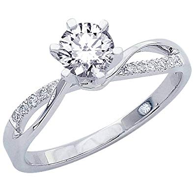 0.45 Carat Elegant Twisting Split Shank Diamond Engagement Ring with a 0.37 Carat J-K I2 Center