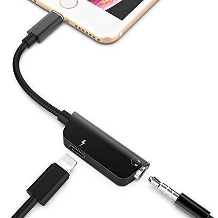 Tenwow Compatible with 2in-1 Headphone Adapter Audio and Charge Splitter Dongle cable Audio Charge Phone Call Volume Control Music Replacement for Phone 7/7Plus/8/8Plus/X Support iOS 11 or Later