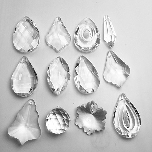 Waltz&F 12pcs Clear Crystal Chandelier Lamp Lighting Drops Pendants Balls Prisms Hanging Glass Prisms Parts Suncatcher Home/House Decor
