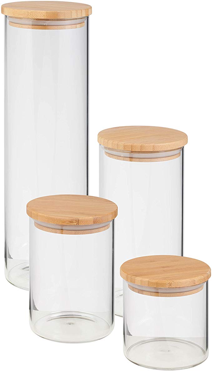 HoneyCanDo 4 Pcs Jar Storage Set, Bamboo