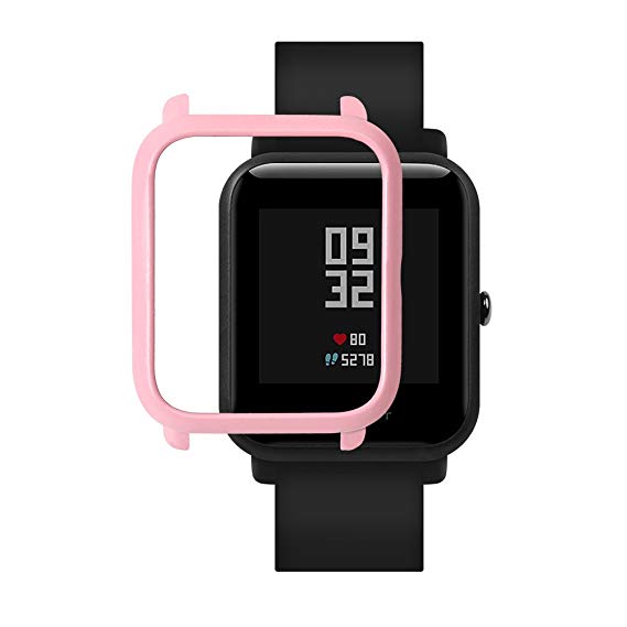 Xiaomi Huami Amazfit Watch Frame Case Protective Hard PC Bumper Case Huami Amazfit Bip Bit Youth Edition Watch Case Bumper Cover Huami Pace Lite Watch Shell Watch Case Cover (Pink)