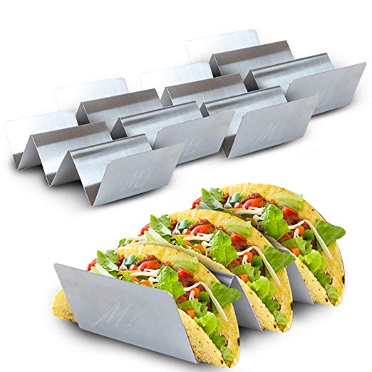 Stand Up 'n' Stuff Taco Holder 5 Pack by East World - Taco Stand/Tortilla Holder for 15 Tacos! Dishwasher Safe, Heat Resistant Taco Plates for Home or Taco Truck – Taco Holders Stainless Steel