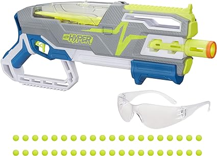 NERF Hyper Siege-50 Pump-Action Blaster, 40 Hyper Rounds, Eyewear, Up to 110 FPS Velocity, Easy Reload, Holds Up to 50 Rounds