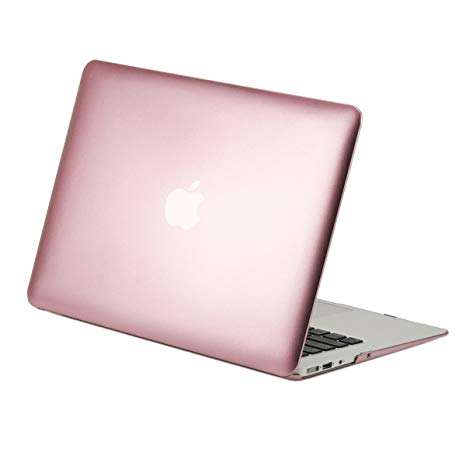 TOP CASE - Rubberized Hard Case Cover Compatible Apple MacBook Air 13-inch 13" A1369 & A1466 (MacBook Air 13", Rose Gold)