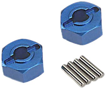 Traxxas 1654X Lightweight Blue-Anodized Aluminum Hex Wheel Hubs (2) and Axle Pins (4)