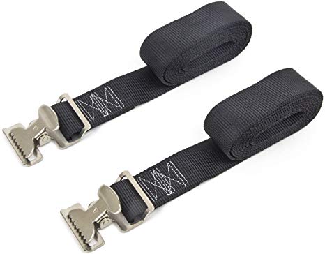 Powertye 1½in x 4ft Wide Utility Lashing Strap, Made in USA, Black 2-Pack