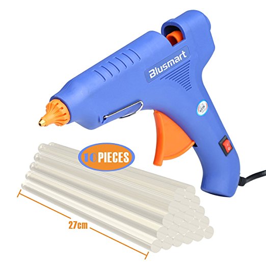 Hot Glue Gun , Blusmart 60 Watts Blue High Temperature Glue Gun Adjustable High Temperature nMelt Adhesive Glue Gu Kit with 10 pcs Melt Glue Sticks for DIY Craft Projects and Repair Kit (Blue)