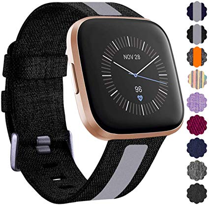 Maledan Replacement for Fitbit Versa Bands Women Men Large Small, Woven Fabric Accessories Strap Wrist Band Compatible with Fitbit Versa Smart Watch/Versa 2/Fitbit Versa Lite/Versa Special Edition