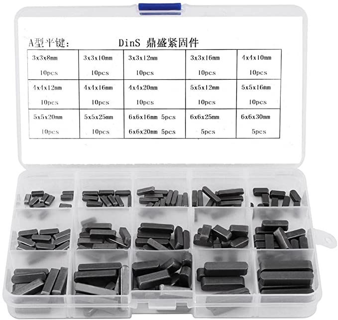 140pcs Round Ended Feather Key Parallel Drive Shaft Keys Set 8mm 10mm 12mm 16mm 20mm 25mm 30mm