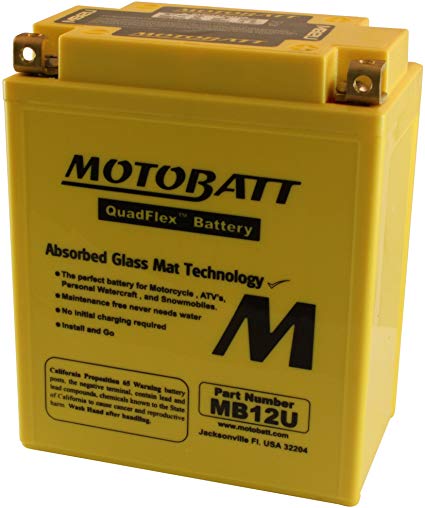 MotoBatt MB12U (12V 15 Amp) 160CCA Factory Activated QuadFlex AGM Battery