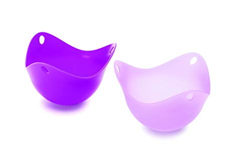 Fusionbrands PoachPod The Original Silicone, Floating Egg Poaching Cup, Translucent Purple 2 pack