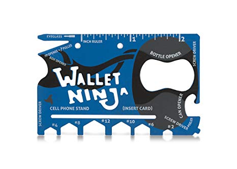 LIMITED EDITION (Soft Touch Finishing in Matte Blue) Wallet Ninja 18 in 1 Multi-Purpose Credit Card Size Pocket Multi-Tool