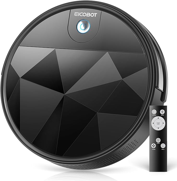 EICOBOT Robot Vacuum Cleaner, Tangle-Free 2200Pa Suction, Quite, Ultra-Slim, 550ml Large Dustbin, Self-Charging Robot Vacuum Cleaner, Good for Pet Hair, Hard Floor and Low Pile Carpet, Ebony