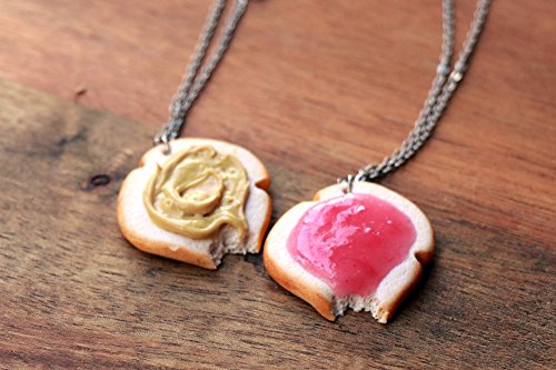 Bitten Peanut Butter Jelly Jam toast Friendship Necklaces or Keychains - food jewelry, bff jewelry, bff necklace, friendship necklace