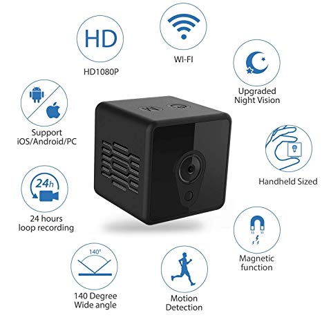 Mini Spy Camera WiFi, Jayol 1080P Spy Hidden Camera Upgraded Night Vision and Motion Detection Spy Cam, Portable Nanny Camera for Home/Office Security and Outdoor (with Cell Phone App)