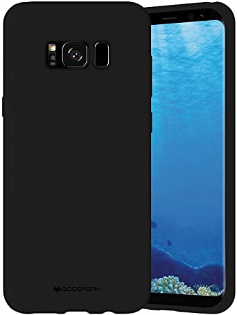 GOOSPERY Liquid Silicone Case for Samsung Galaxy S8 Plus (2017) Jelly Rubber Bumper Case with Soft Microfiber Lining (Black) S8P-SLC-BLK