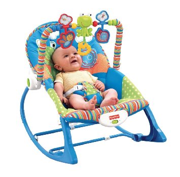 Fisher-Price 2-in-1 Y8185 Little Frog Swing Chair Practical for Feeding and Sleeping  Relaxing Massage Function