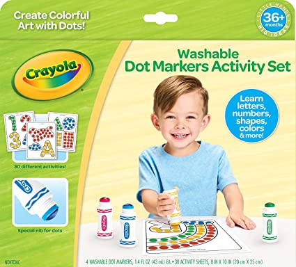 Crayola Washable Dot Markers Activity Set, Educational Gift for Kids, 3, 4, 5, 6