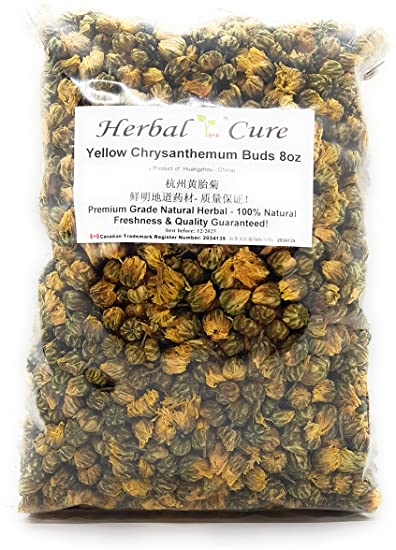 Herbal Cure - Chrysanthemum Buds 8oz -杭州黄胎菊 - Traditional Health Tea - No Chemicals - No Additives - 100% Natural - Product of China