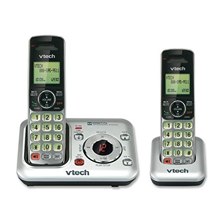 VTech CS6429-2 DECT 6.0 Expandable Cordless Phone with Answering System and Caller ID/Call Waiting, Silver with 2 Handsets