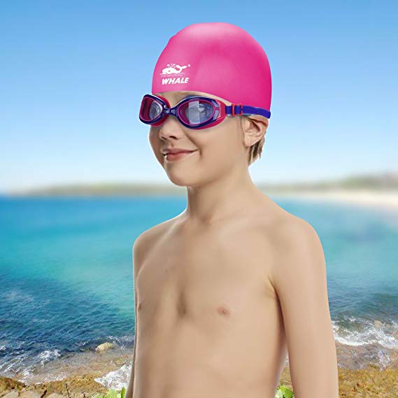 Whale Kids Swim Goggle and Cap Set Anti Fog UV Protection Swimming Goggles Swimmer Caps with Ear Plugs Nose Clip Toys Games Triathlon Equipment for Youth Teens Children Boys Girls Trainning Gear