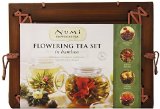 Numi Organic Tea Flowering Gift Set in Handcrafted Mahogany Bamboo Chest Glass Teapot and 6 Flowering Tea Blossoms