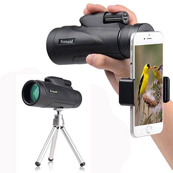 Monocular 12x50 High Powered Monoculars Scope Telescope with Quick Smartphone Adapter and Tripod - Waterproof Fogproof FMC Lens and Bak4 Prism for Bird Watching Wildlife Secenery