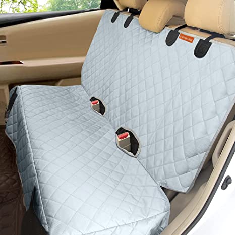 Popbark Dog Back Seat Cover Protector for SUV Trucks Cars - Guaranteed Waterproof, Heavy Duty, Chemical-Free Bench Seat Cover for Kids Pets, Compatible Backseat Protector (Grey)