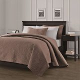 Chezmoi Collection Austin 3-piece Oversized 118x106 Bedspread Coverlet Set King Taupe