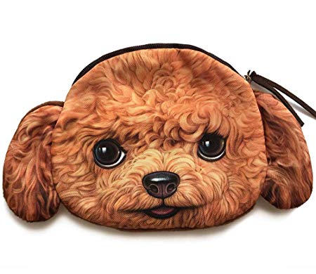 Teddy Bear Puppy Face Coin Purse Wallet | Cute and Creative Poodle Dog Head Zipper Closure Purse