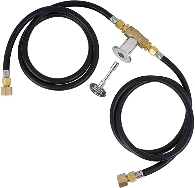 Skyflame Natural Gas Connection Hose, Complete NG Fire Pit Installation Kit from Burner to Natural Gas, Includes 1/2" Control Valve Key Set, 2 PCS 60" Connect Hoses