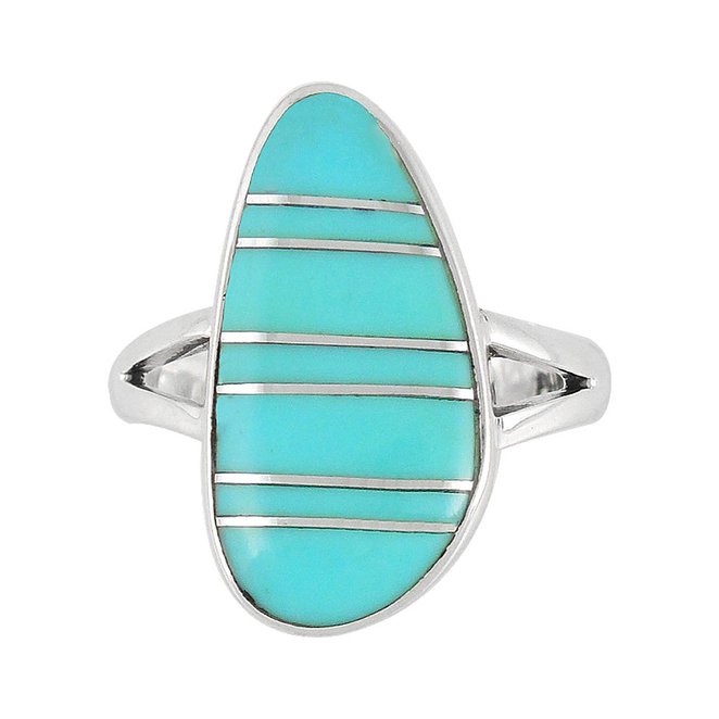 925 Sterling Silver Ring with Genuine Turquoise Size 5 to 12