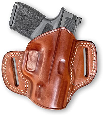 Premium The Ultimate Leather OWB Pancake Holster Open Top fits, Springfield Hellcat 9mm 3'', Right Hand Draw, Brown Color #1524#