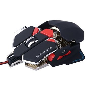 4800 DPI Wired Gaming Mouse Optical USB Game Mice Ergonomic Design with Programmable 10 Buttons and Aluminium Base for PC MAC