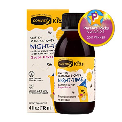 Comvita Kids™ Soothing Manuka Honey Soothing Syrup for Kids, Night-TIME I Certified UMF™ 10  Manuka Honey I Non-GMO I 4 fl oz